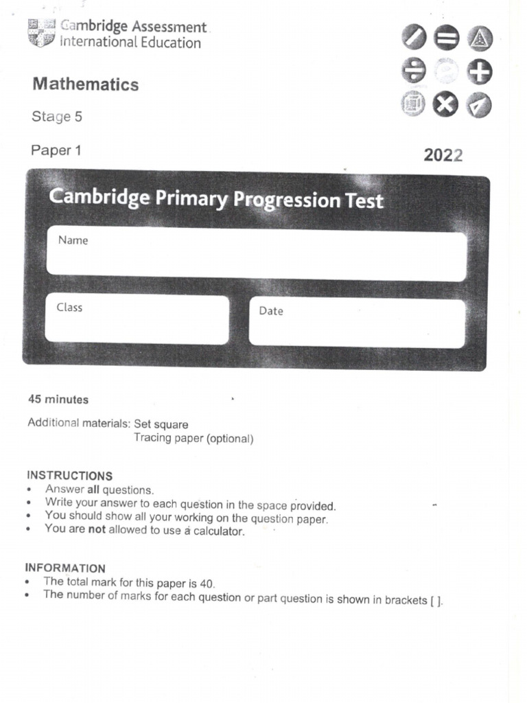 Math Stage 5 P1 QP 2022 | PDF