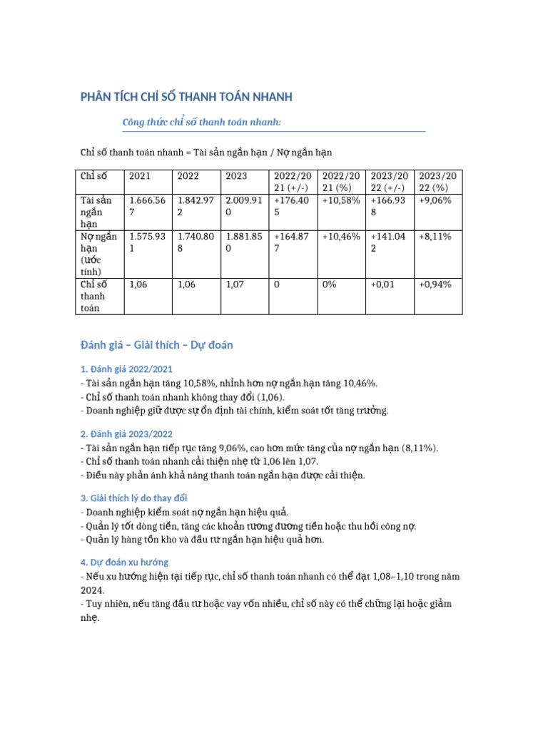 PhanTich TySoThanhToanNhanh | PDF