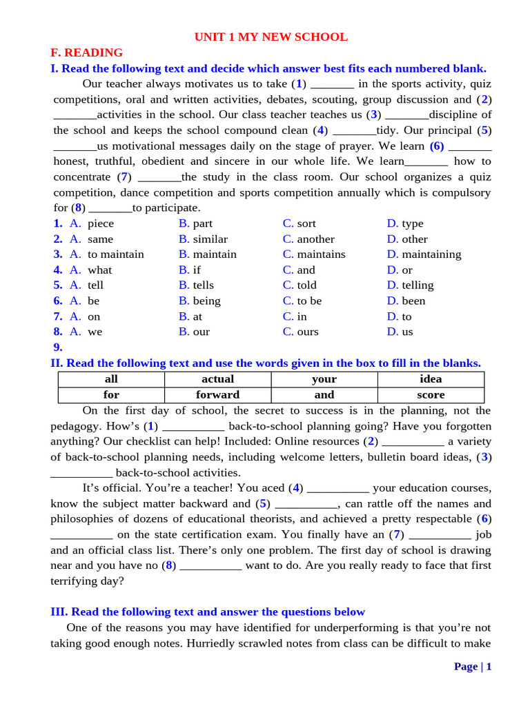 Reading Comprehension for Grade 6 | PDF