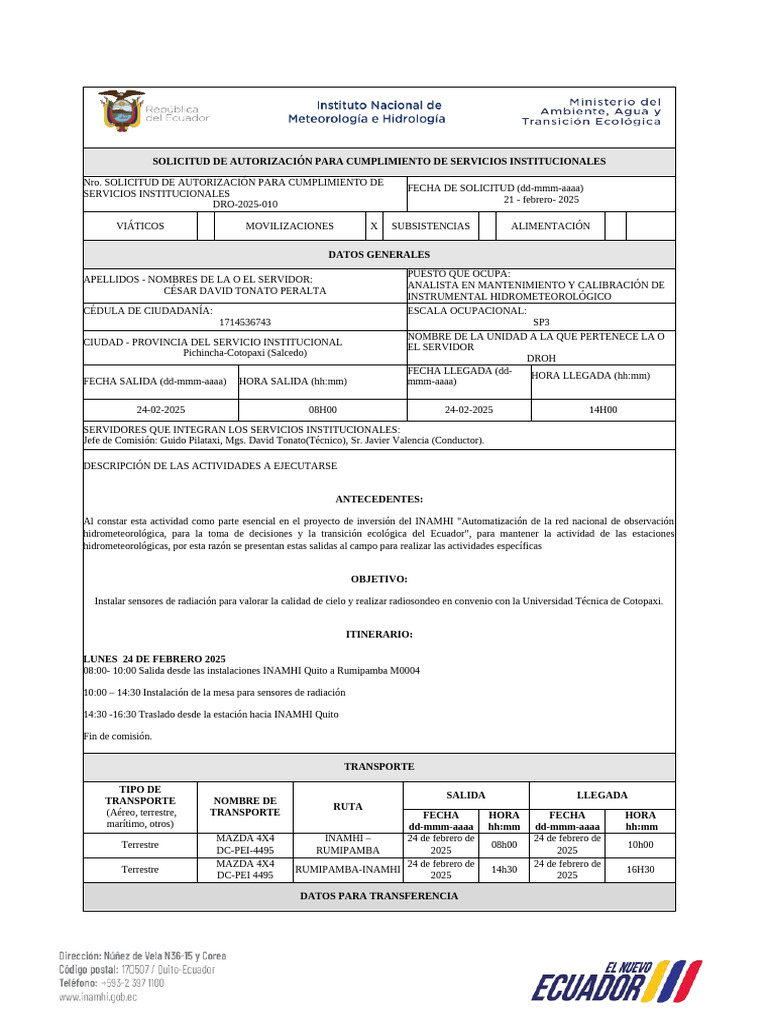 Solicitud de Autorización DRO 2025 | PDF