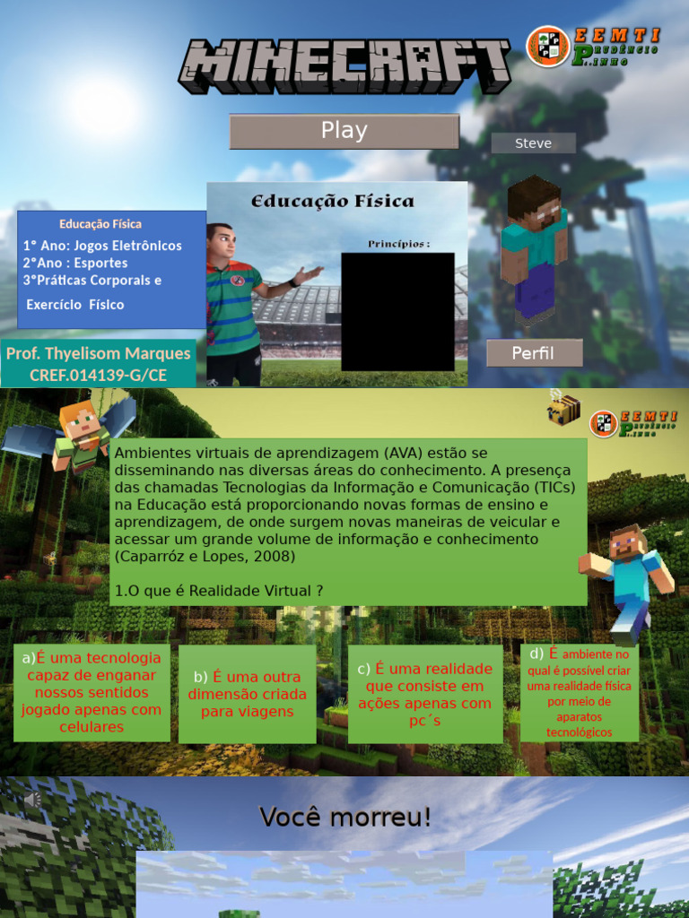 Minecraft Prof - Thyelisom Marques | PDF | Futebol | Tecnologia da ...