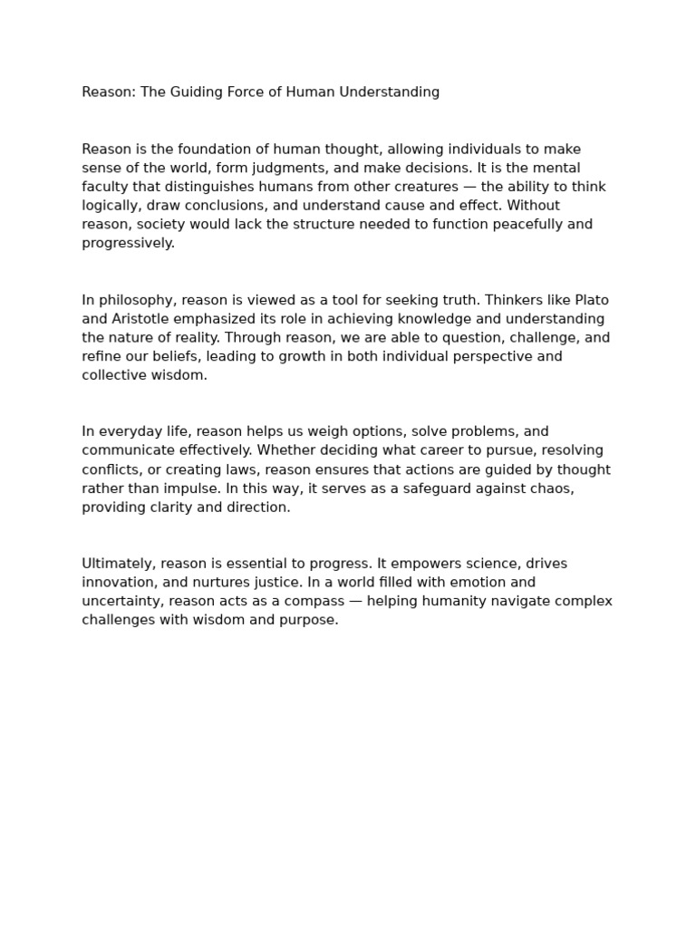 The Role of Reason in Human Progress | PDF