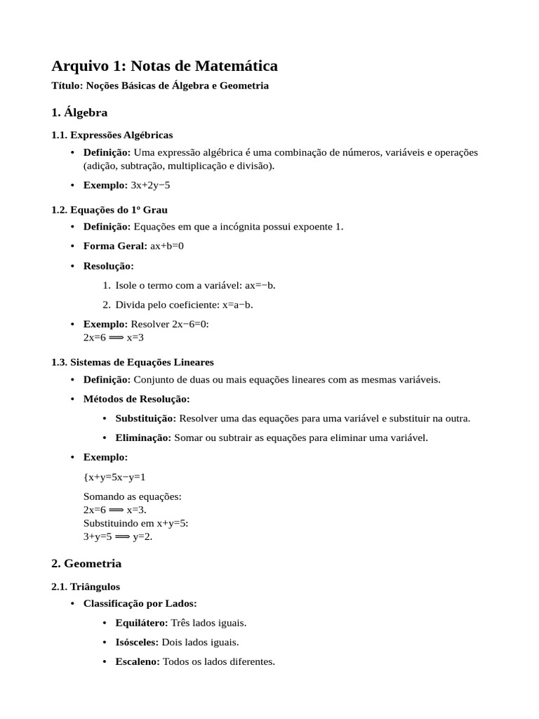 Álgebra e Geometria: Fundamentos Essenciais | PDF