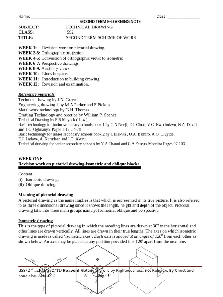 SS2 Technical Drawing Scheme of Work | PDF | Infographics | Projective ...