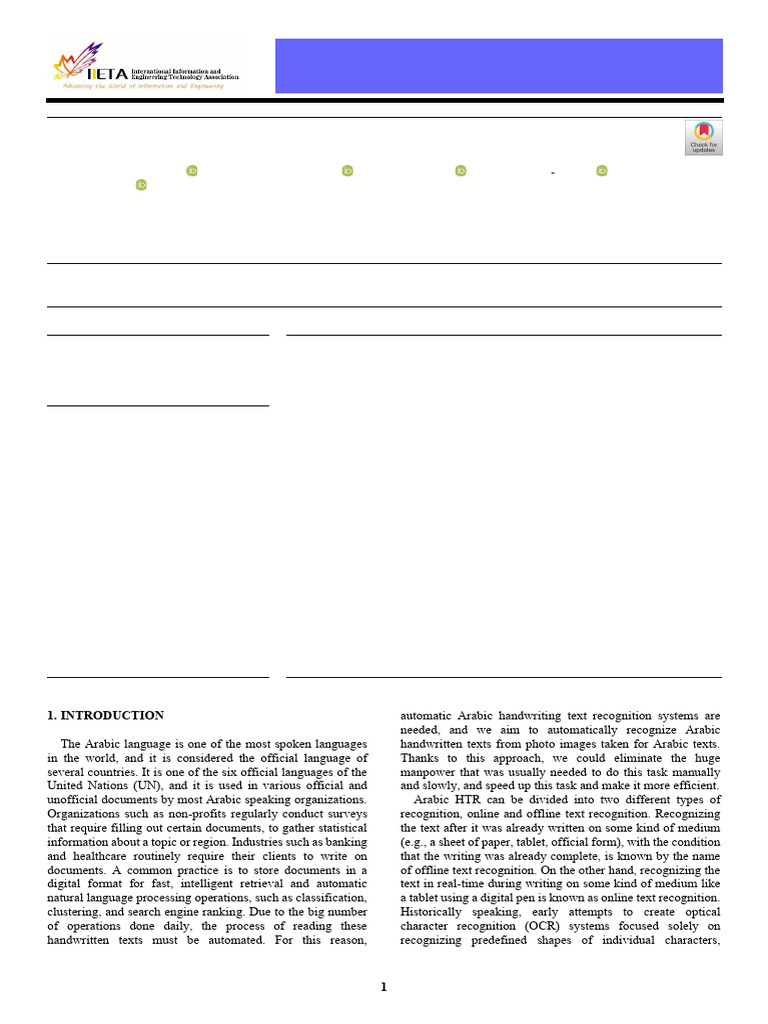 Data Augmentation for Arabic HTR | PDF | Optical Character Recognition ...