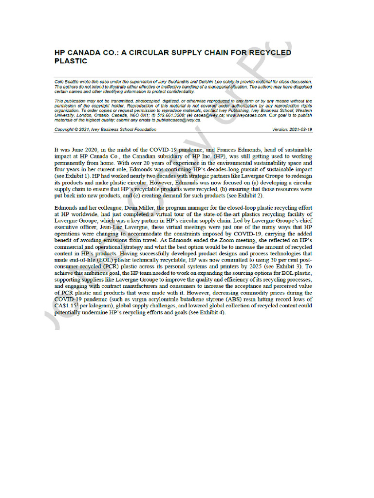 HP Business Case | PDF