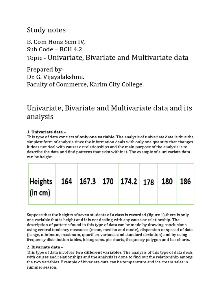 Univariate, Bivariate, and Multivariate Data | PDF | Statistical ...