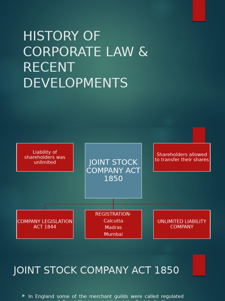 Evolution of Corporate Law in India | PDF | Joint Stock Company ...