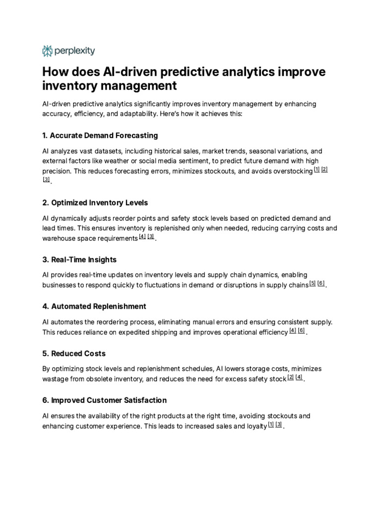 AI Predictive Analytics for Inventory Management | PDF | Inventory ...