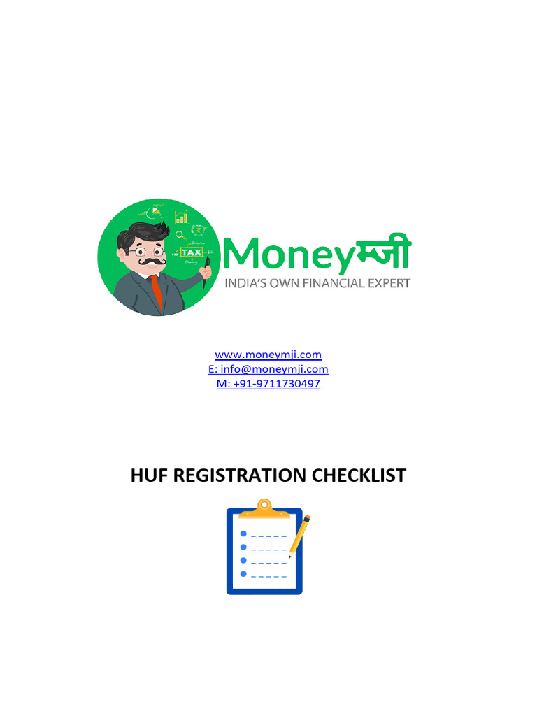 HUF Registration Document Checklist | PDF