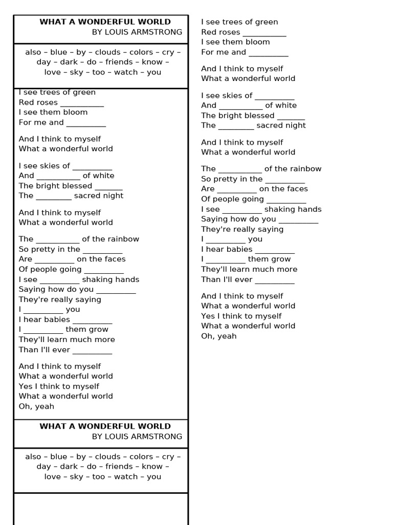 What a Wonderful World Lyrics PDF | PDF