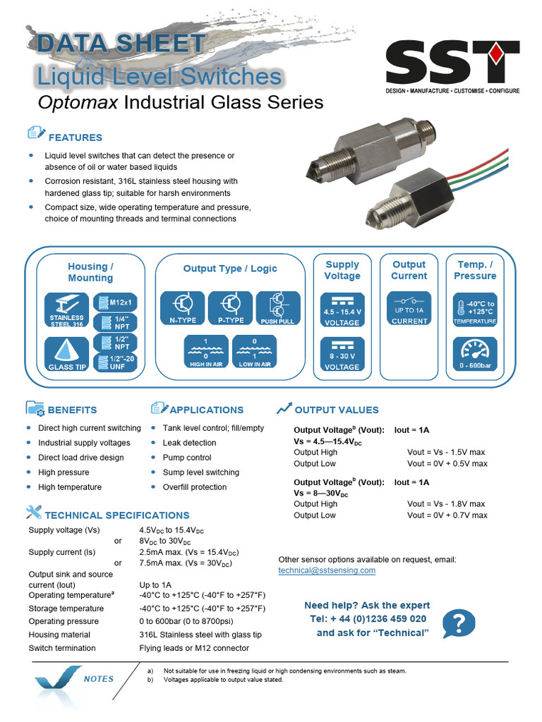 Liquid Level Switches Specifications | PDF | Electrical Connector | Switch