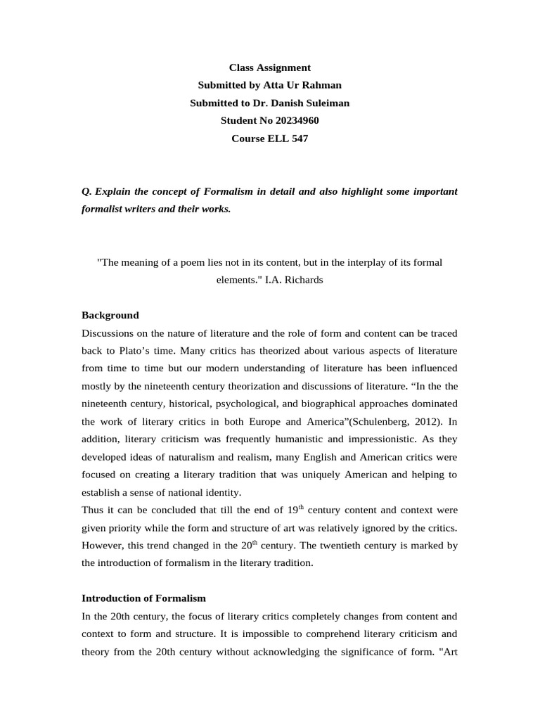 Understanding Formalism in Literature | PDF | Human Communication ...