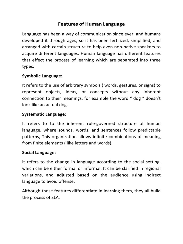 Features of Human Language | PDF