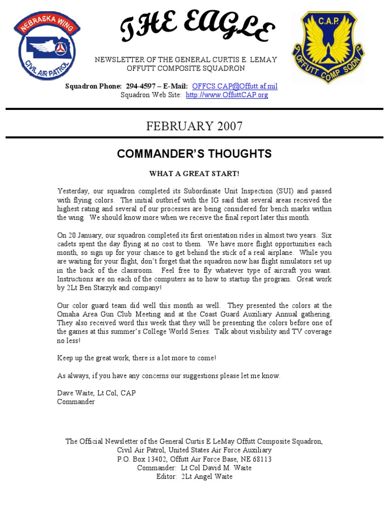 Offutt Squadron Feb 2007 PDF Civil Air Patrol Military