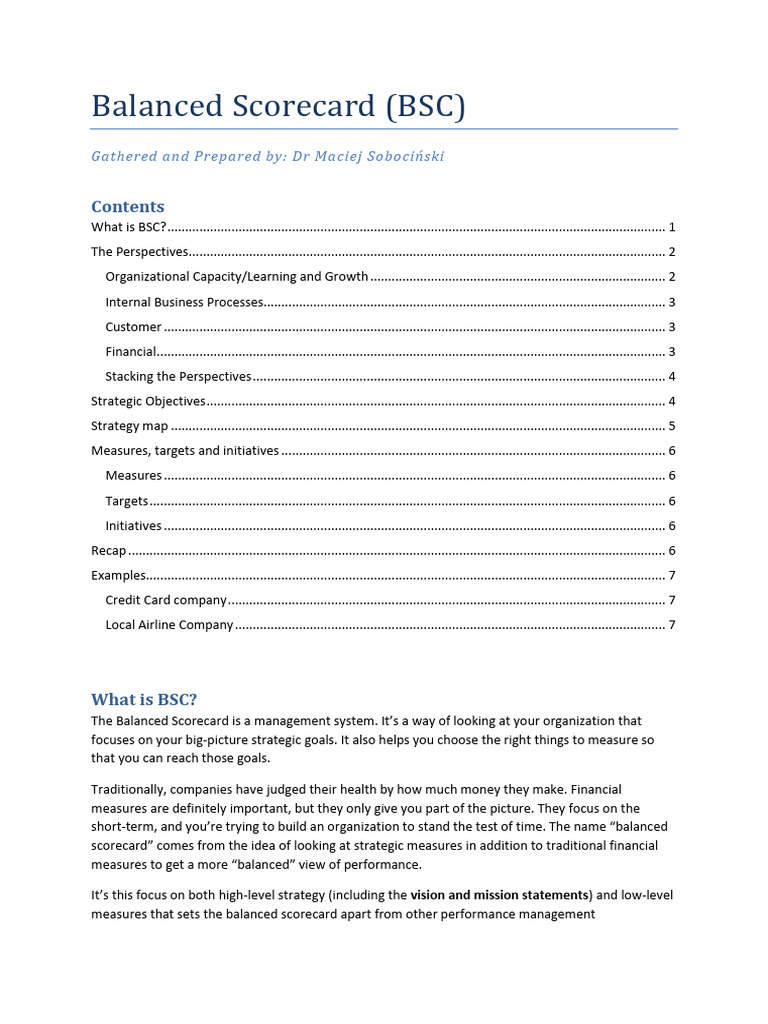 Understanding the Balanced Scorecard | PDF | Performance Indicator ...