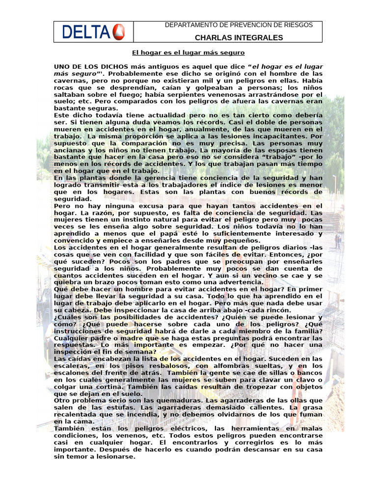 Seguridad en el Hogar: Prevención de Riesgos | PDF