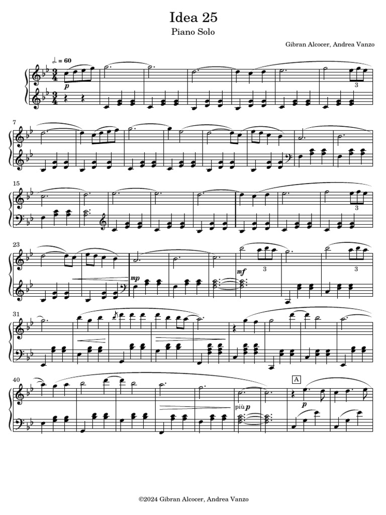 Idea 25 Piano Solo Version Gibran Alcocer Andrea Vanzo Pdf