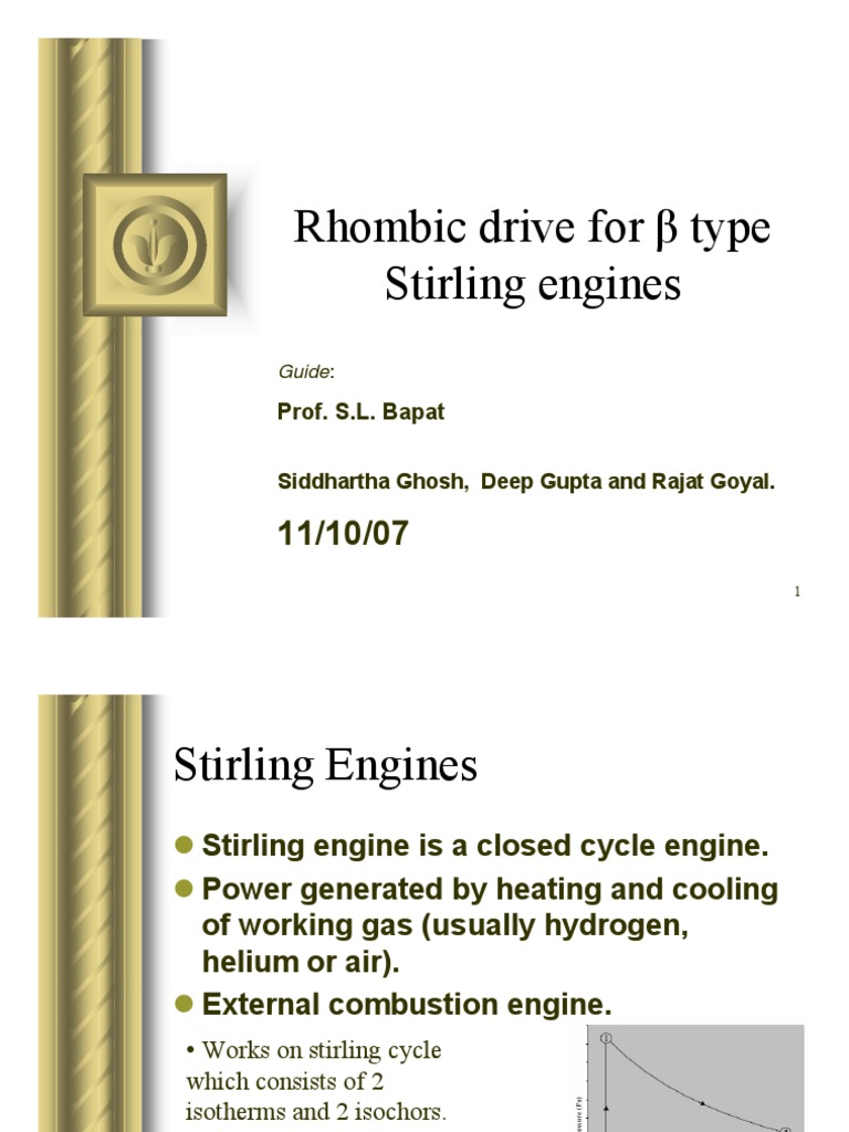 Stirling Rhombic PDF Cylinder (Engine) Energy Conversion