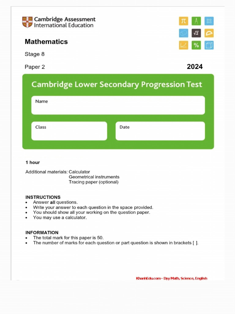 Stage 8 Math 2024 | PDF
