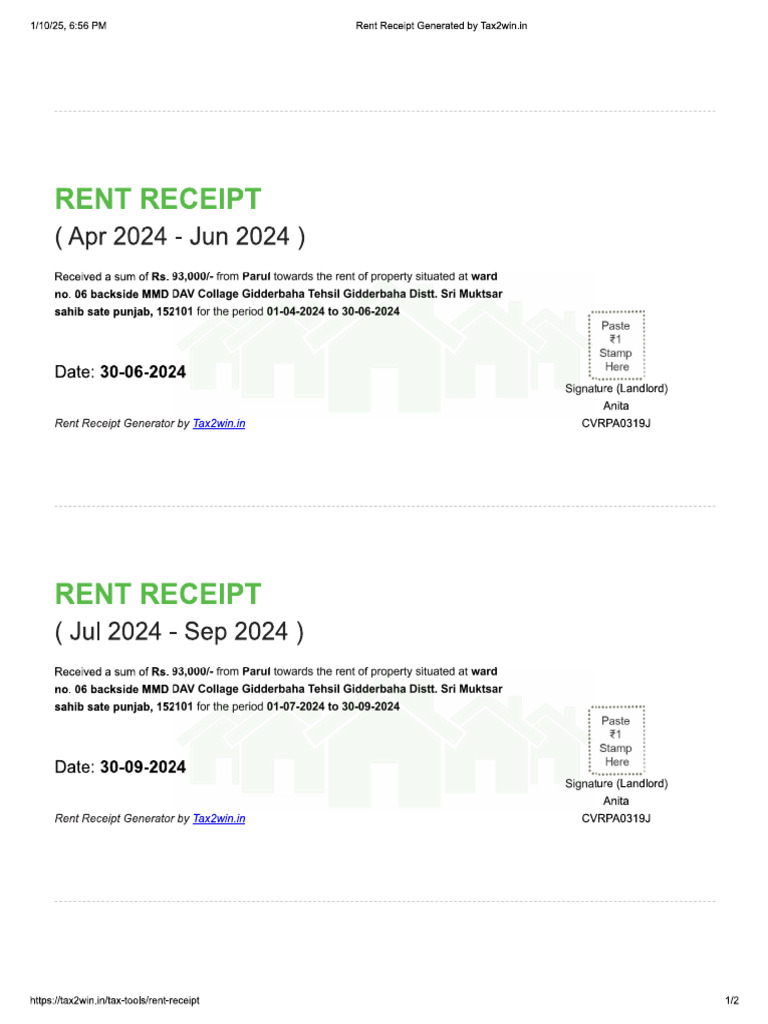 Rent Slips | PDF