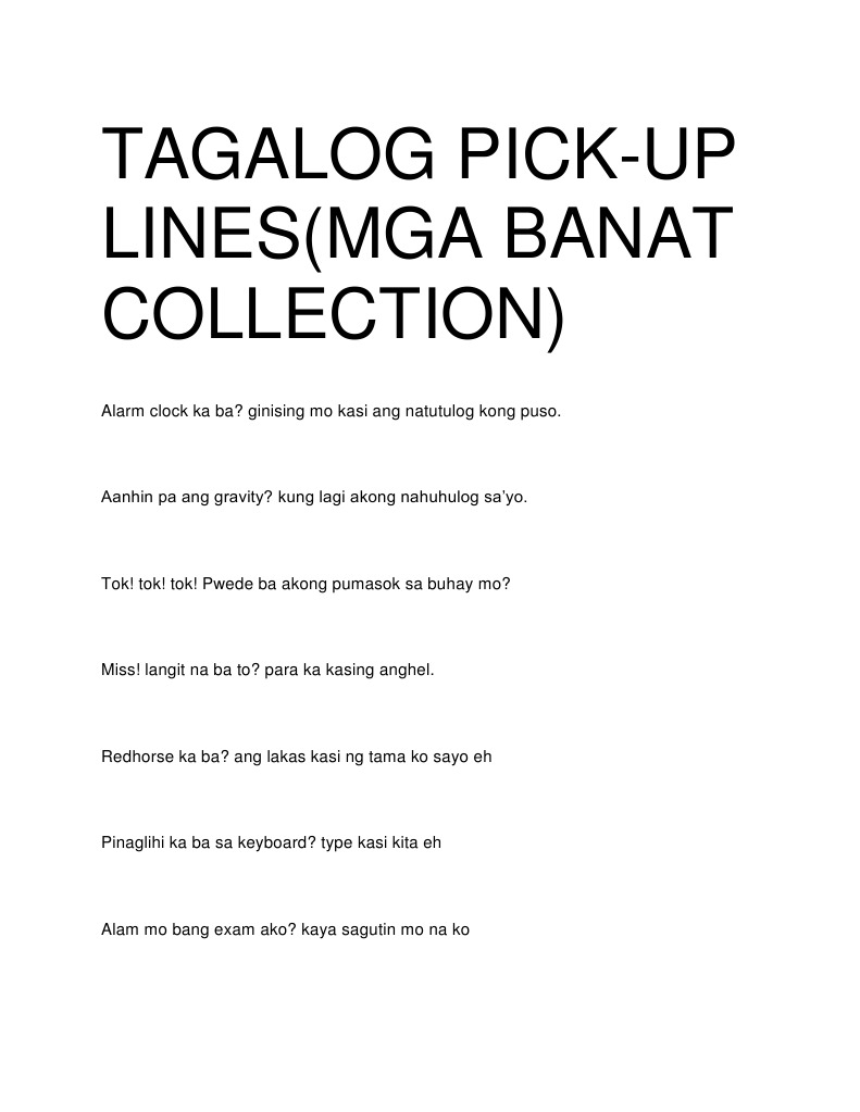 Tagalog Pick Up Lines | Pdf