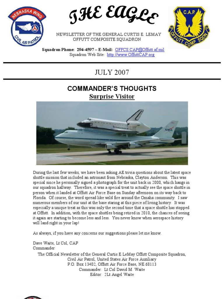 Offutt Squadron Jul 2007 PDF Civil Air Patrol Aviation
