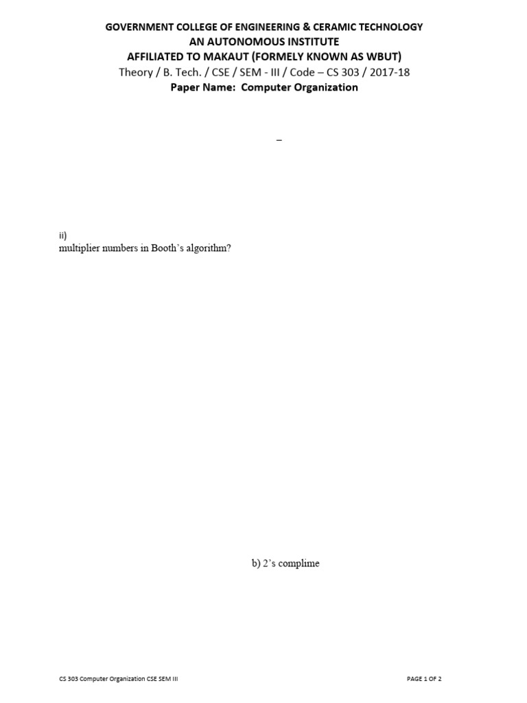 2017 CS303 Computer Organization | PDF | Cpu Cache | Central Processing ...