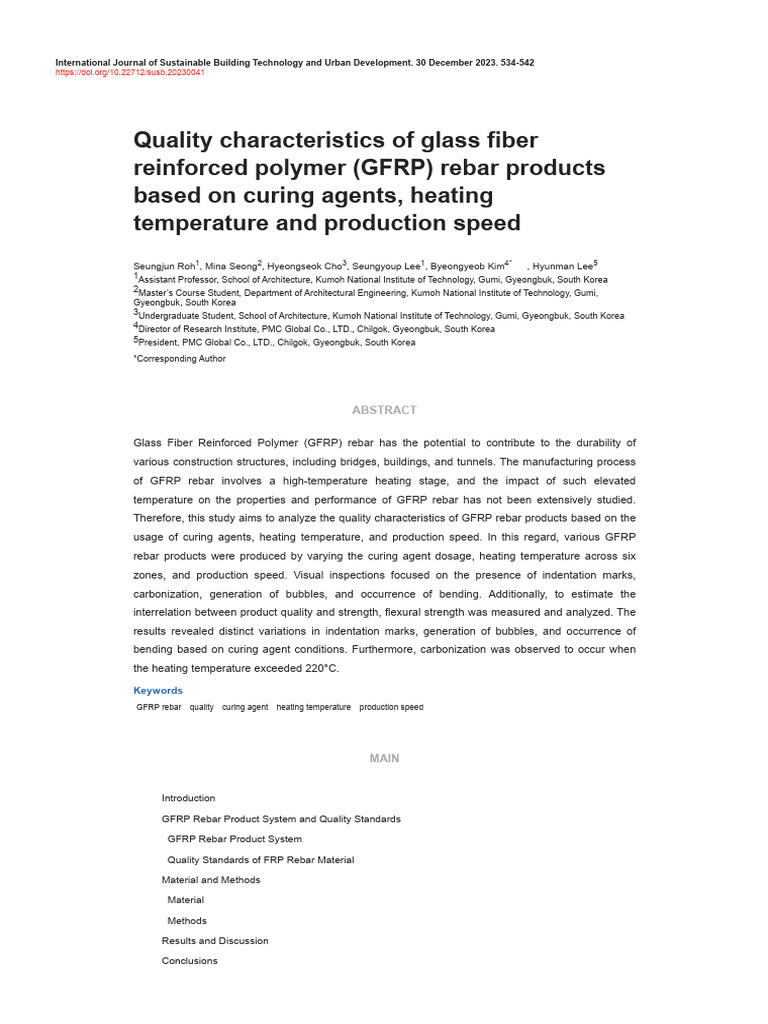 Quality of Glass Fiber Reinforced Polymer (GFRP) | PDF | Fiberglass ...