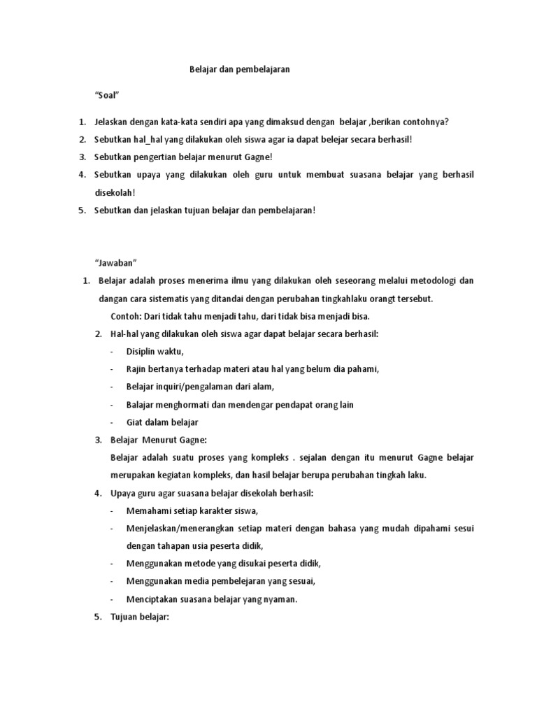Belajar Dan Pembelajaran