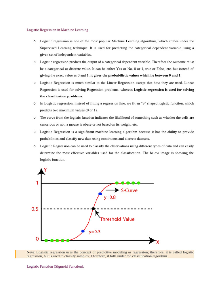 Logistic Regression in Machine Learning | PDF | Logistic Regression ...