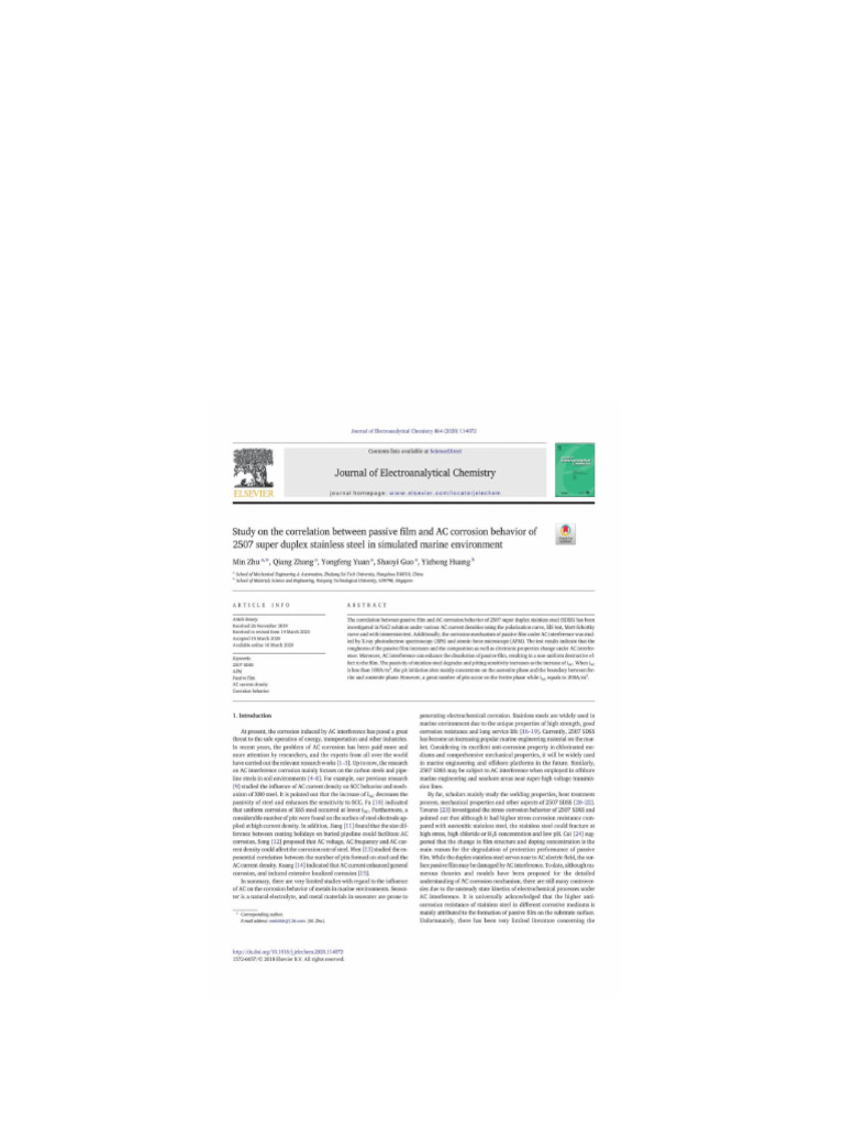 AC Corrosion of 2507 Duplex Steel Study | PDF | Corrosion | Stainless Steel