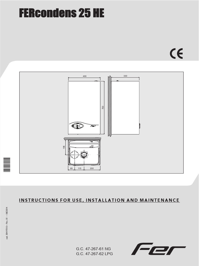 FERcondens 25 HE Boiler User Manual | PDF | Valve | Water Heating