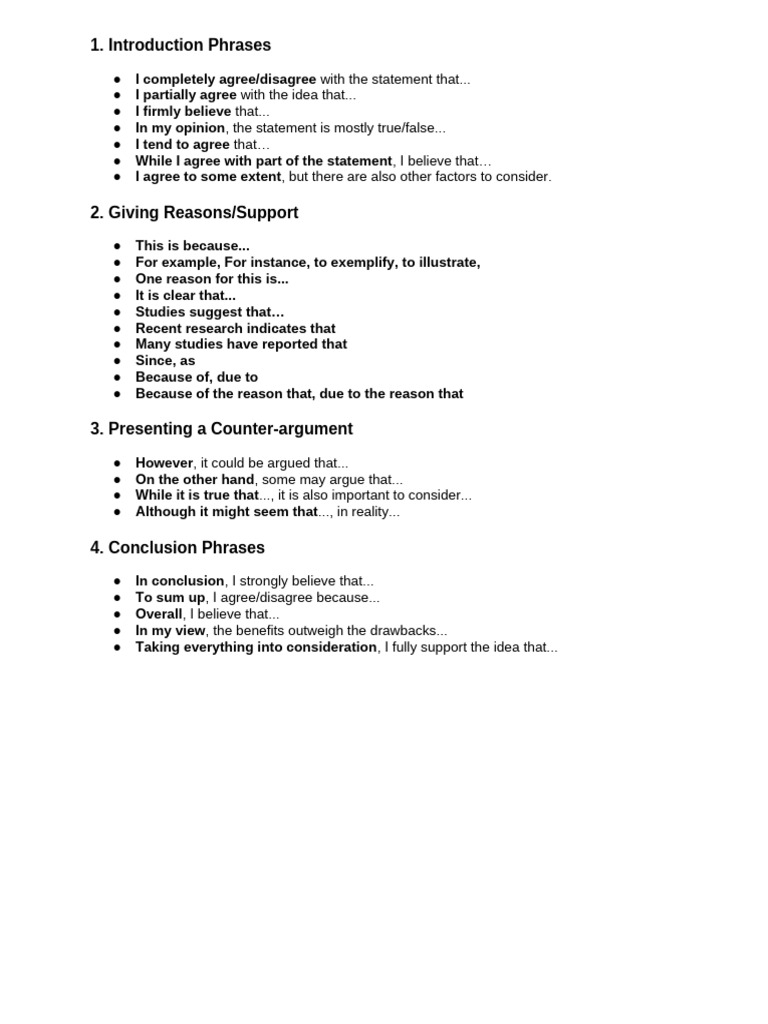 Effective Argumentation Phrases Guide | PDF