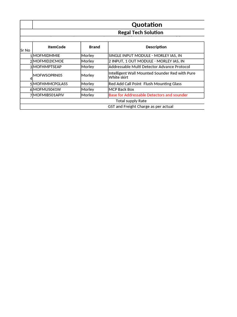 Morley IAS Module Quotation Summary | PDF