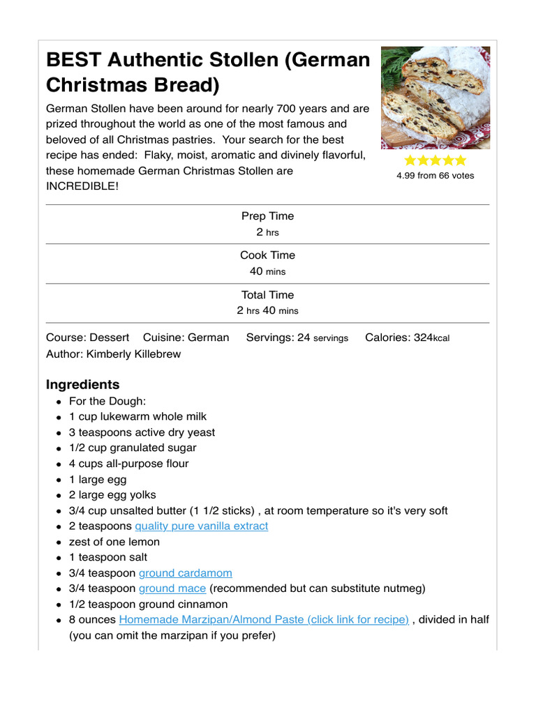 Authentic German Stollen Recipe | PDF | Foods | Cuisine