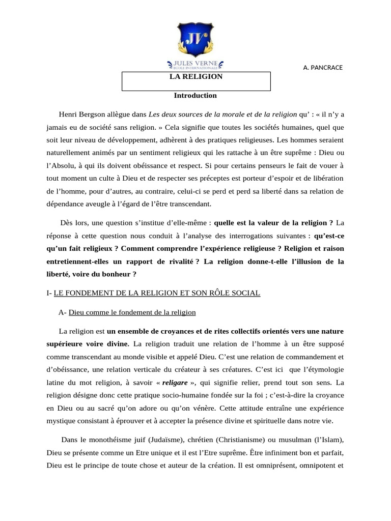 Cours sur la valeur de la religion | PDF | Dieu | Raison