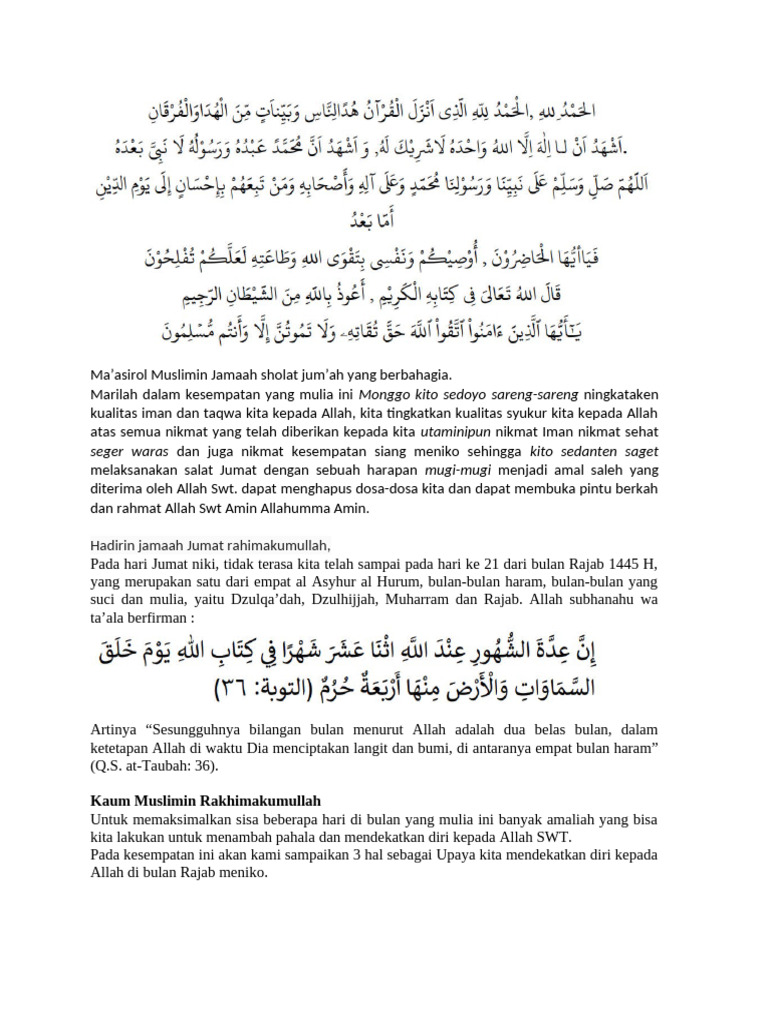 Amalan Ibadah di Bulan Rajab | PDF
