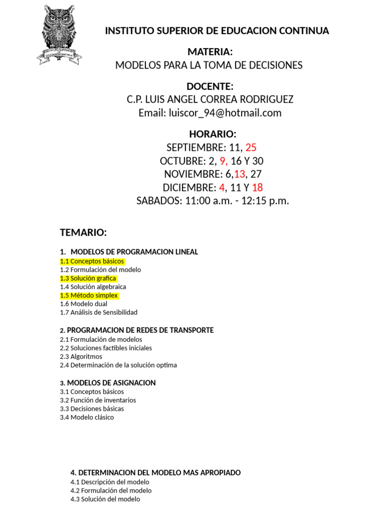 Modelos para La Toma de Deciciones | PDF | Programación lineal ...