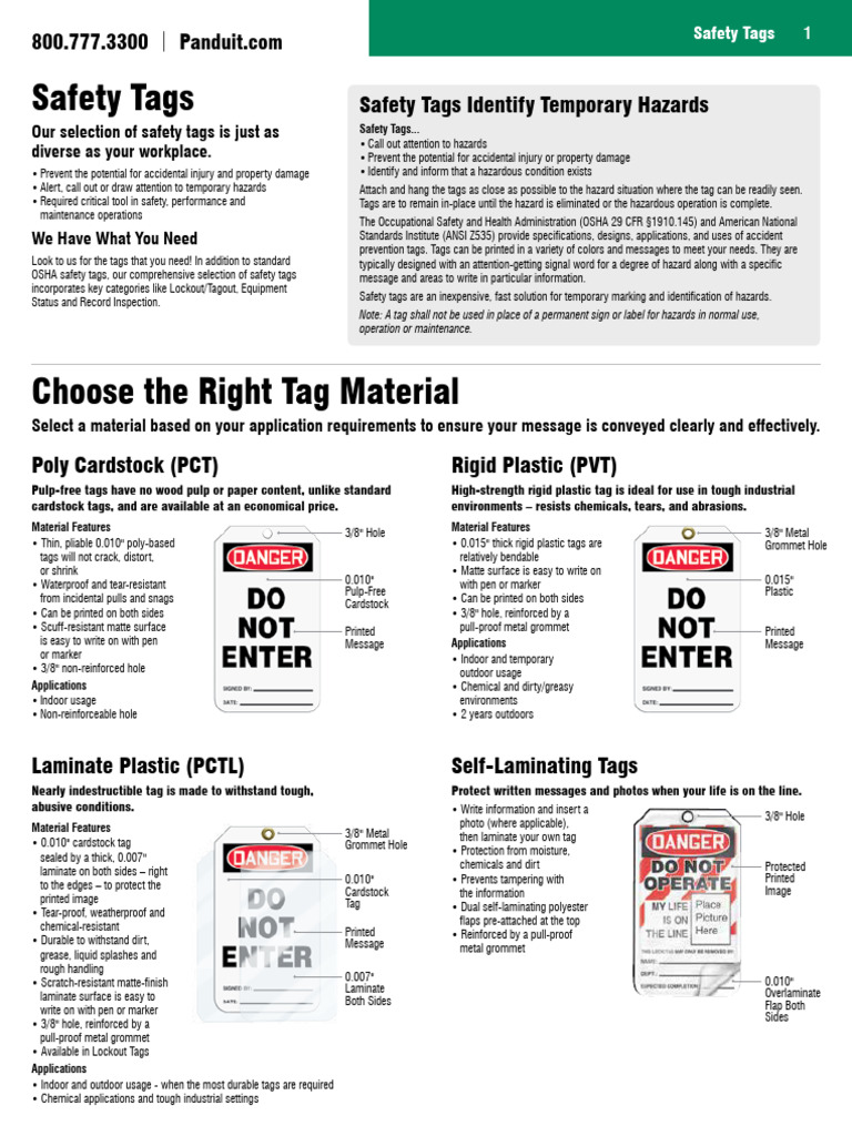 Safety Tags for Hazard Identification | PDF | Safety | Materials