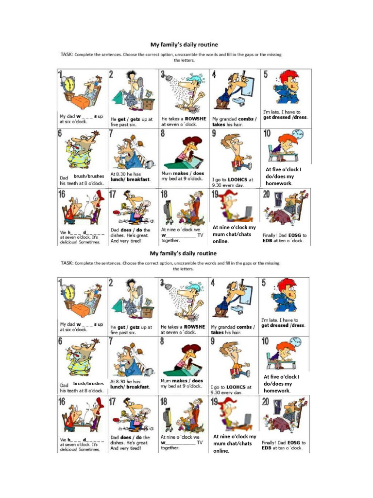My Family's Daily Routine and One Day in My Life To Rpint | PDF