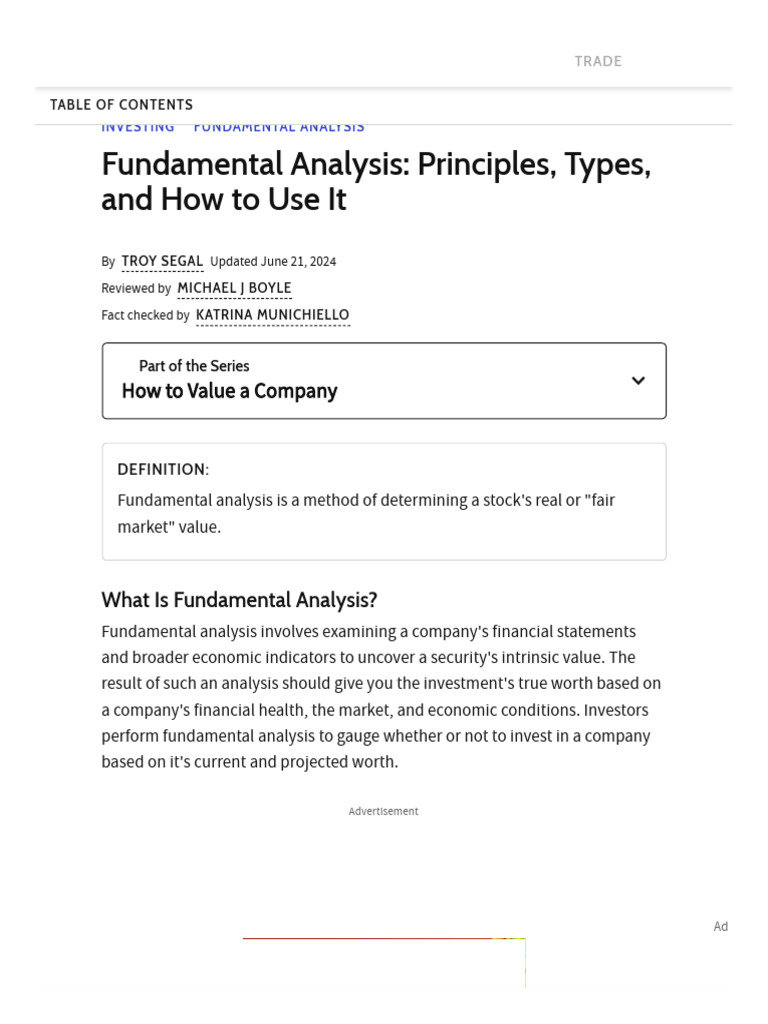 Fundamental Analysis - Principles, Types, and How To Use It | PDF |  Technical Analysis | Equity (Finance)