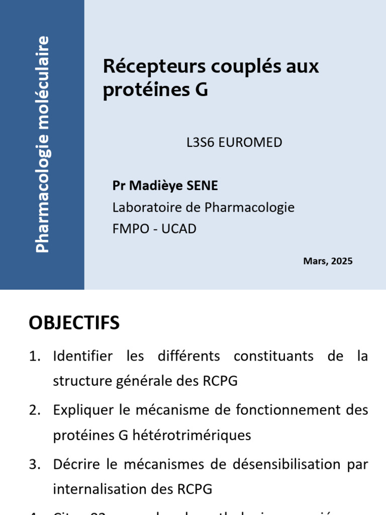 Fonctionnement des RCPG en Pharmacologie | PDF | Biologie cellulaire ...