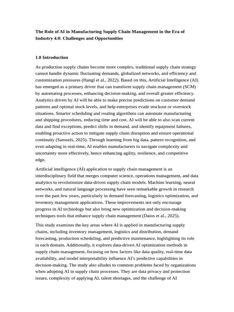 AI's Impact on Supply Chain Management | PDF | Artificial Intelligence ...