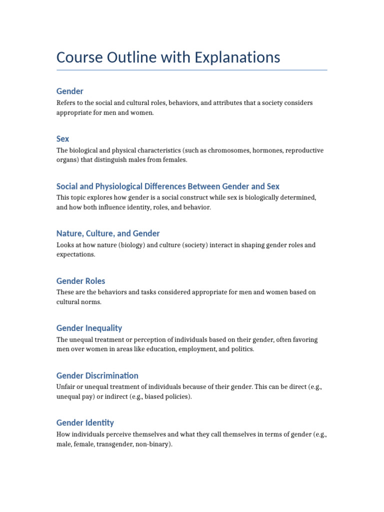 Understanding Gender and Sex Dynamics | PDF | Gender | Gender Studies