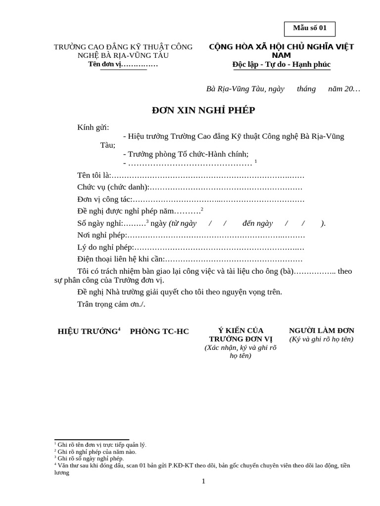 Cac Mau Don Phep Om Dau Viec Rieng Hoi Hop Khong Luong Nghi Day | PDF