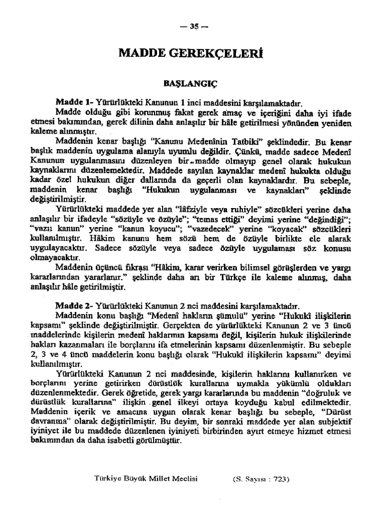 Madde - Gerekceleri - Madde - Gerekceleri - Medeni Hukuk - (1-) | PDF