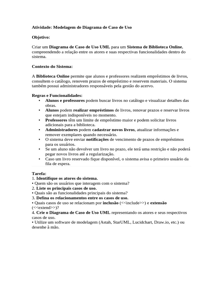 Diagrama de Caso de Uso: Biblioteca Online | PDF