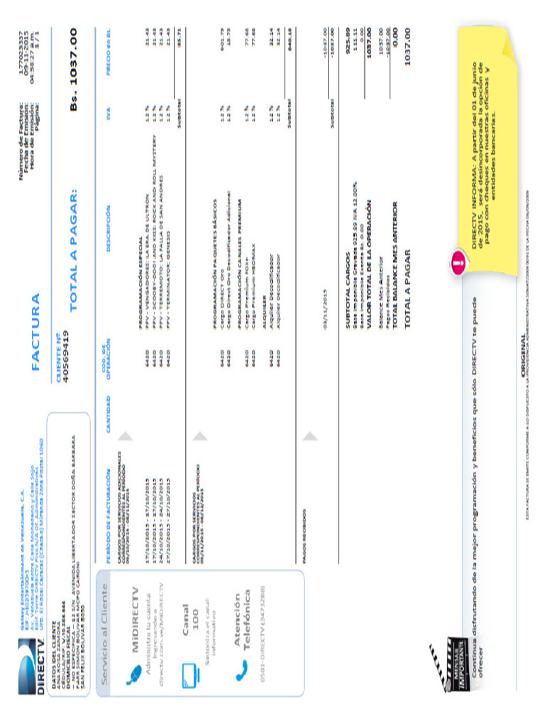 Factura Directv | PDF