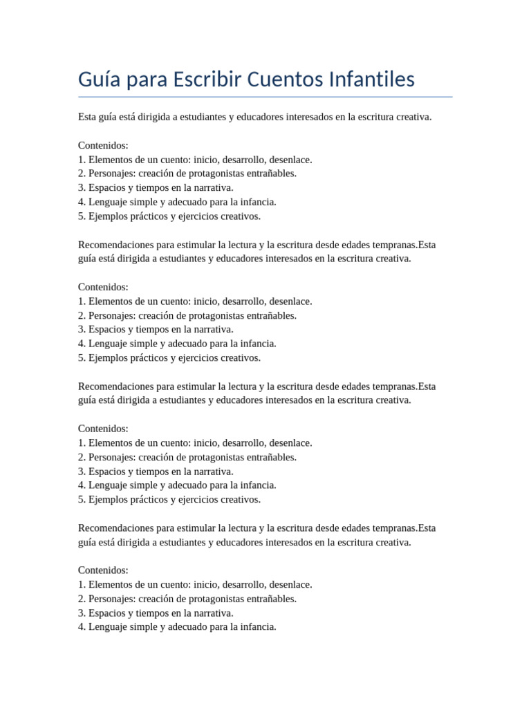 Guía para Escribir Cuentos Infantiles | PDF